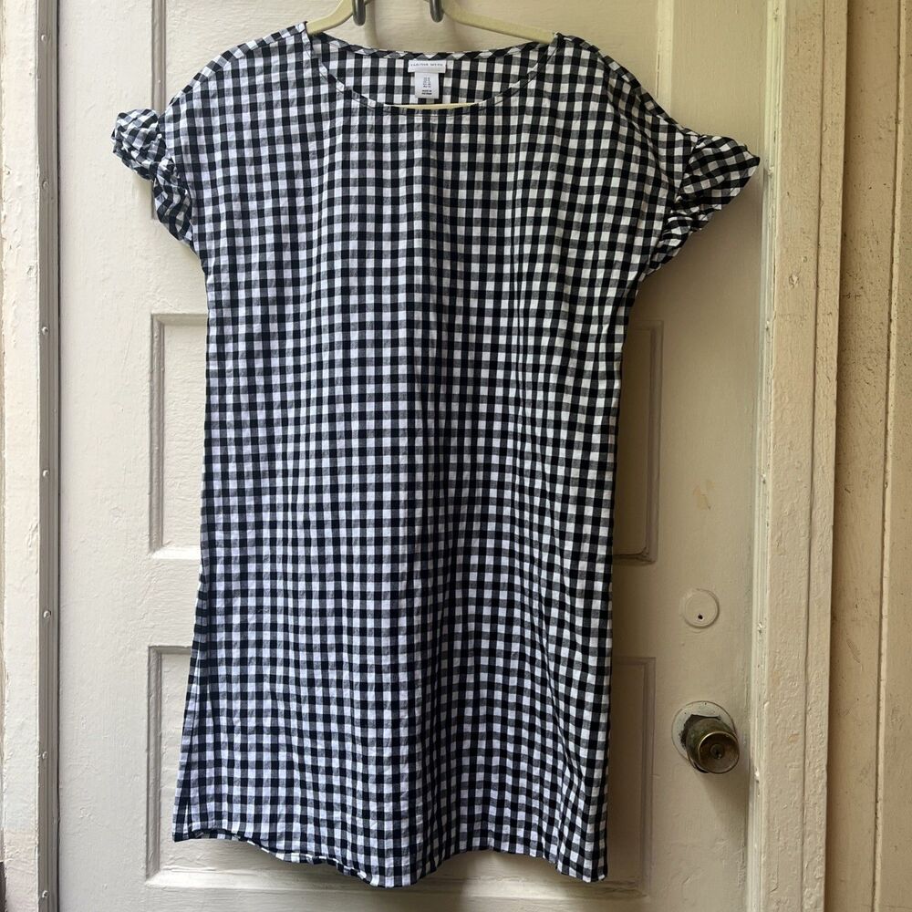 Tabitha Webb Dress 8 Checkered Black White Plaid Preppy Boho Country Ruffle Mini